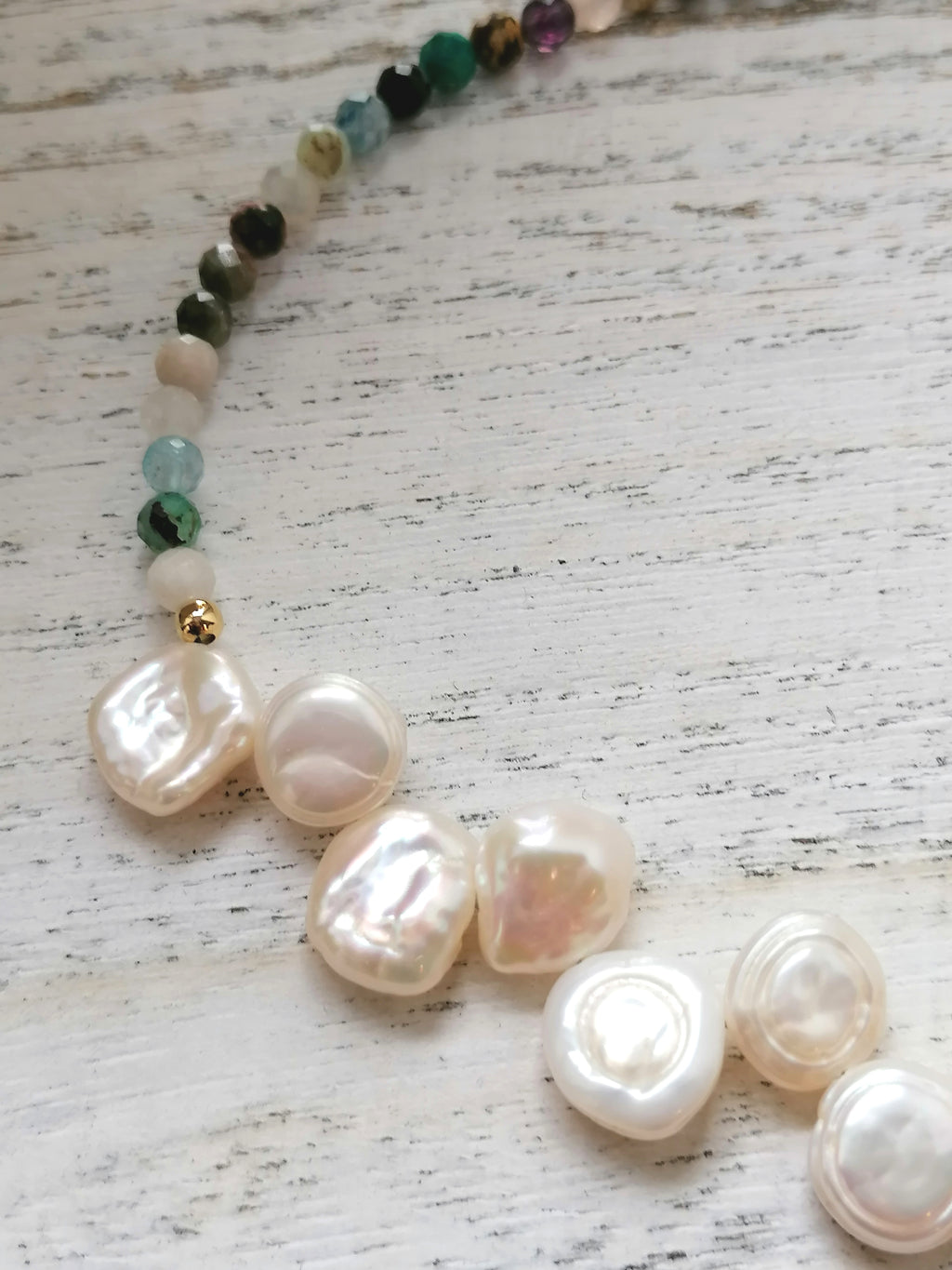 Semi-precious Gemstone Necklace Cultured Freshwater Baroque pearls