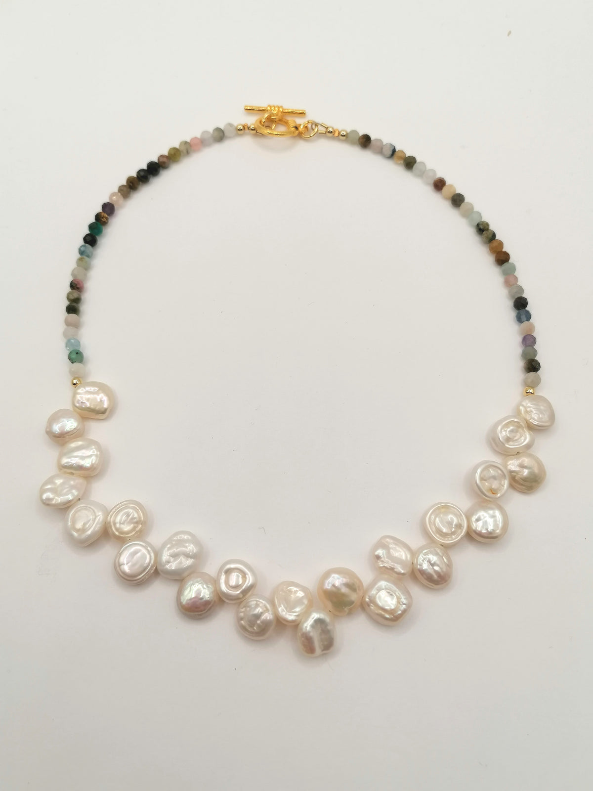Semi-precious Gemstone Necklace Cultured Freshwater Baroque pearls