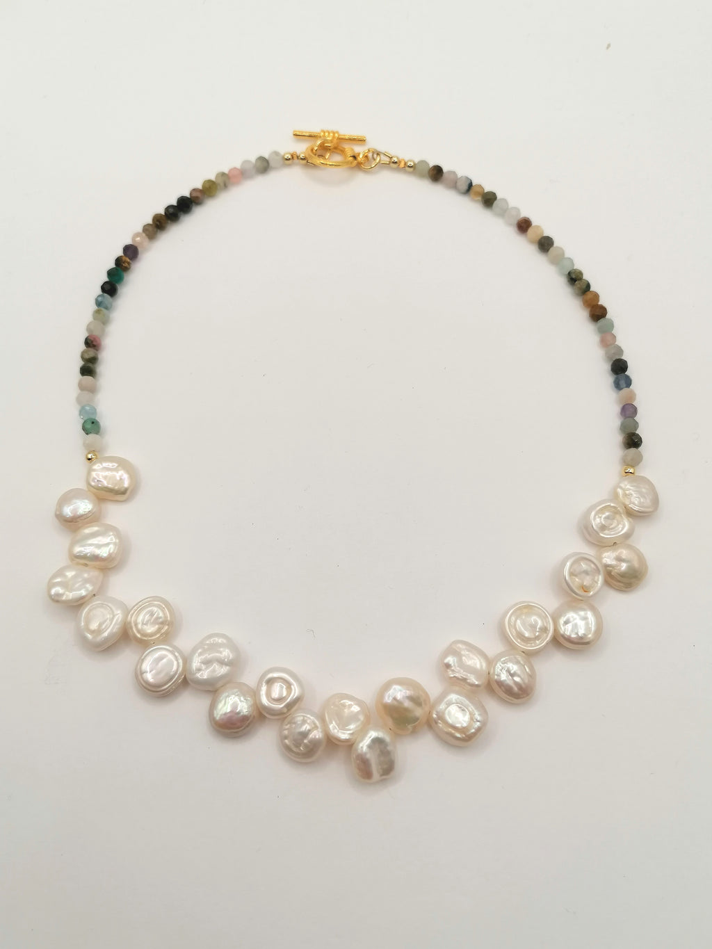 Semi-precious Gemstone Necklace Cultured Freshwater Baroque pearls