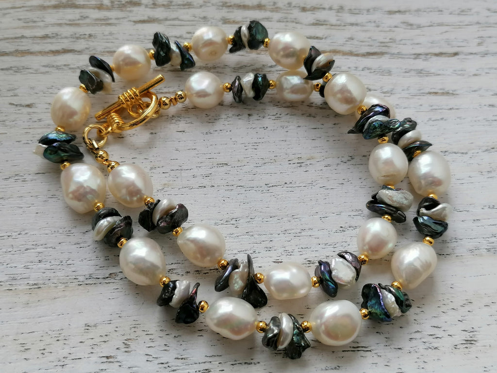 Cultured Freshwater Pearl Necklace Baroque Pearl Keshi Pearl