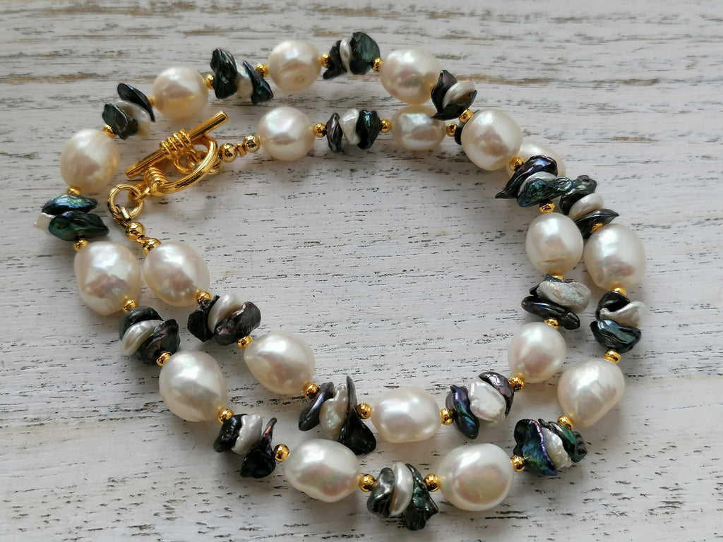 Cultured Freshwater Pearl Necklace Baroque Pearl Keshi Pearl