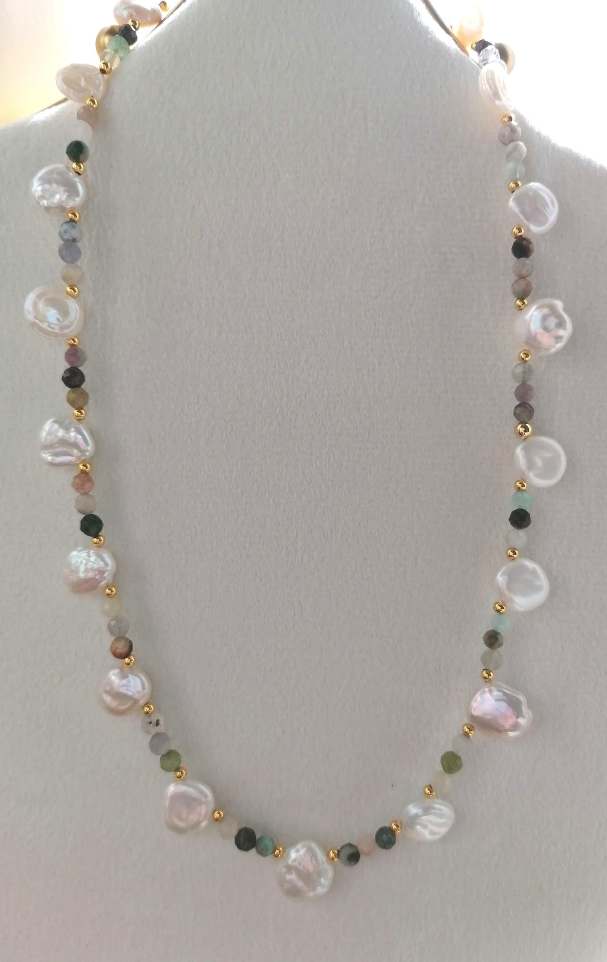 Semi-precious Gemstone Necklace Cultured Freshwater Pearl