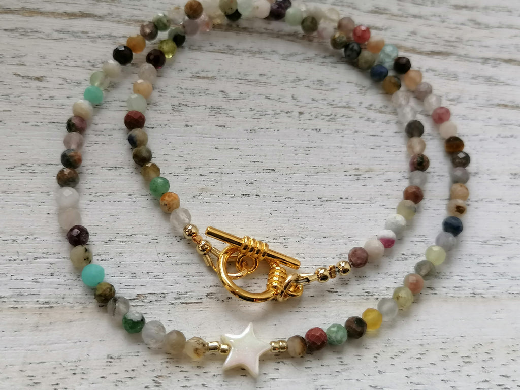 Semi-precious Gemstone Necklace Mother Of Pearl star