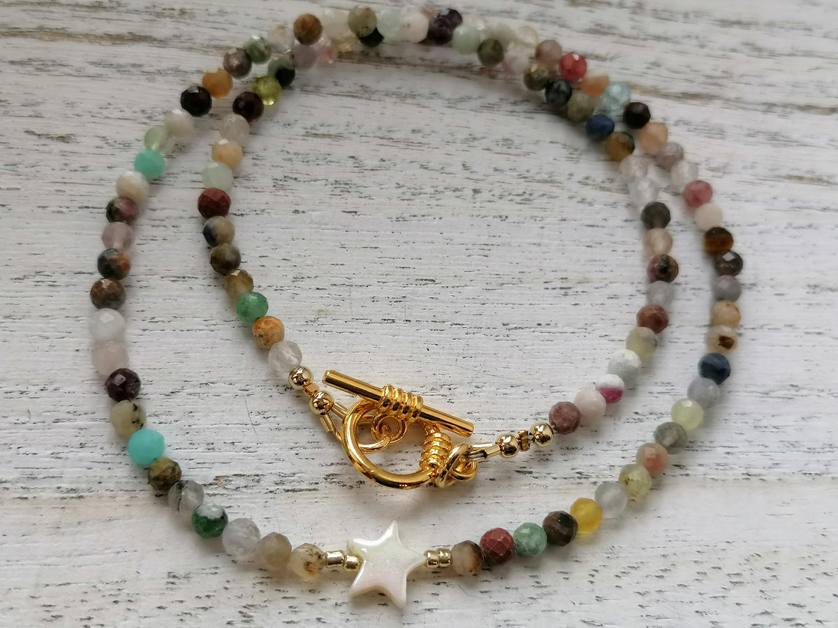 Semi-precious Gemstone Necklace Mother Of Pearl star