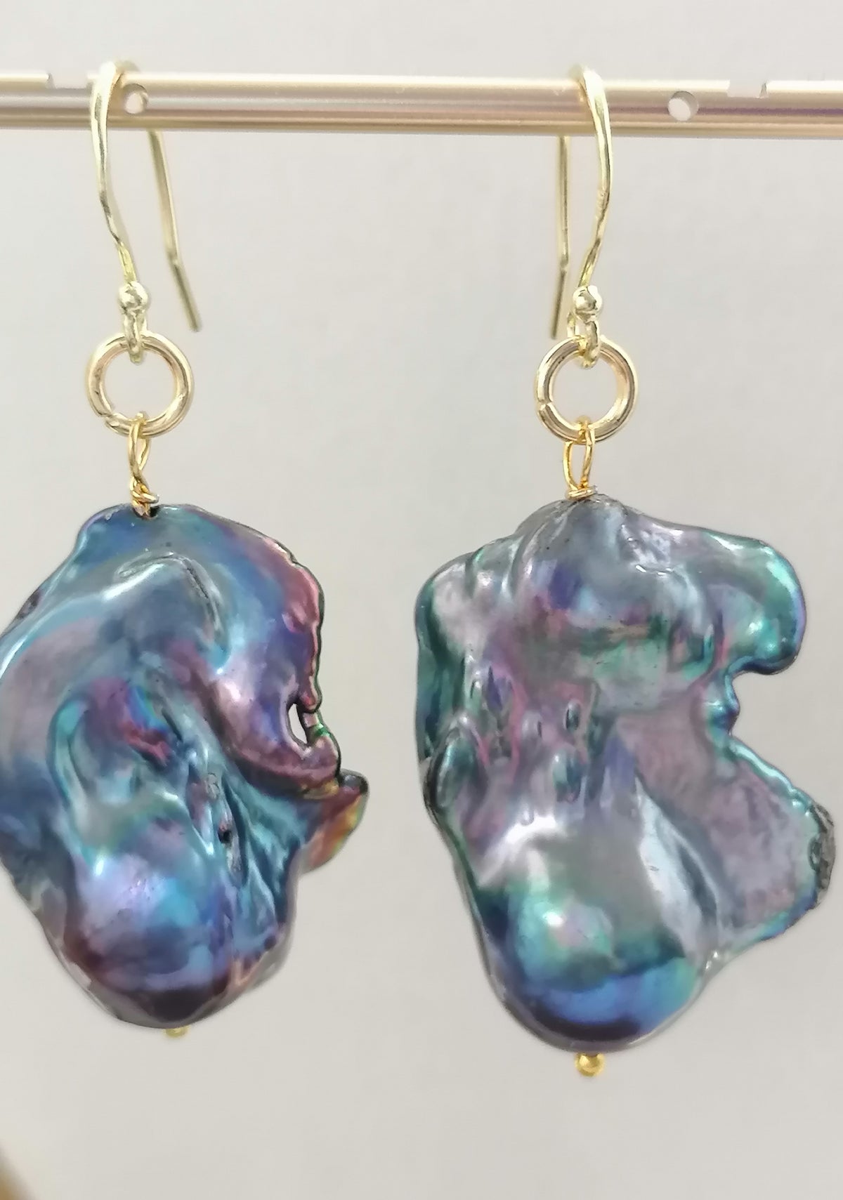 14ct Gold 925 Sterling Silver Cultured Freshwater Baroque Flame ball Earrings