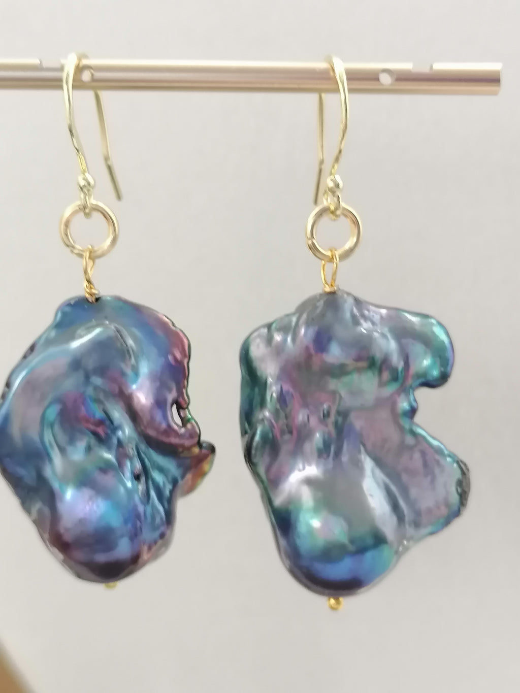 14ct Gold 925 Sterling Silver Cultured Freshwater Baroque Flame ball Earrings