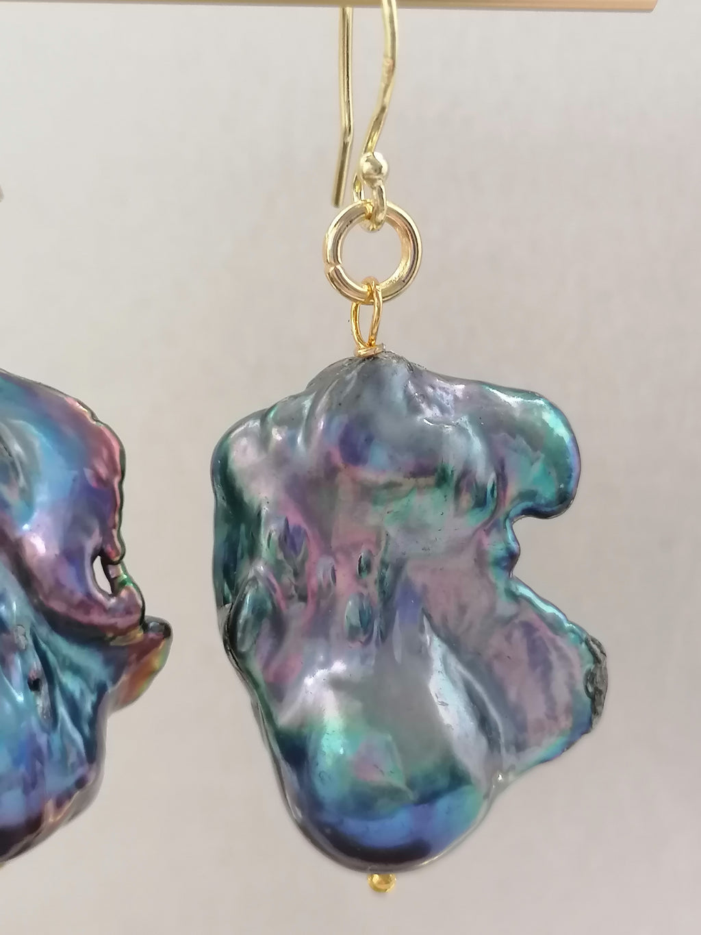 14ct Gold 925 Sterling Silver Cultured Freshwater Baroque Flame ball Earrings