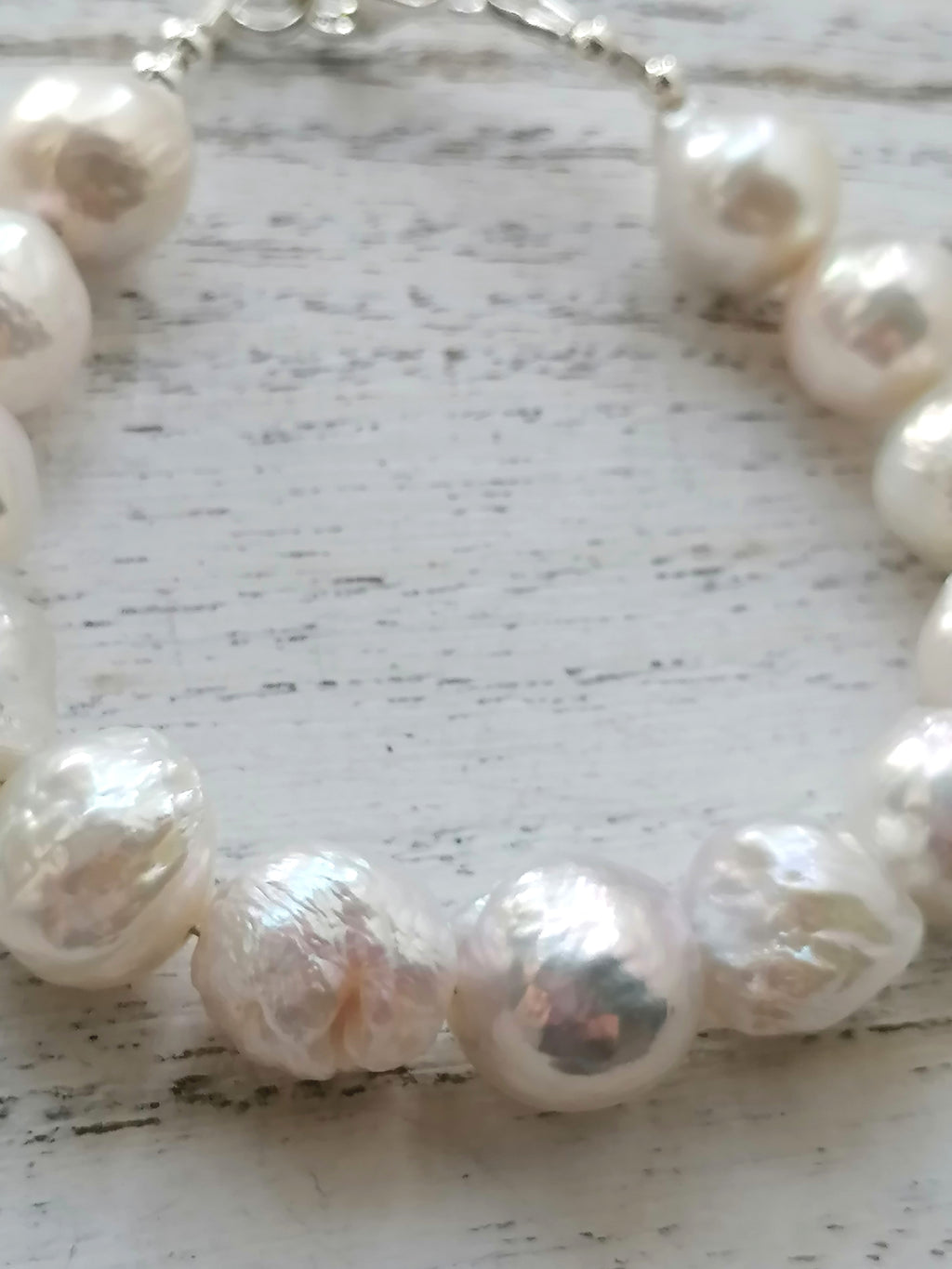 925 Sterling Silver Cultured Freshwater Baroque Pearl Bracelet