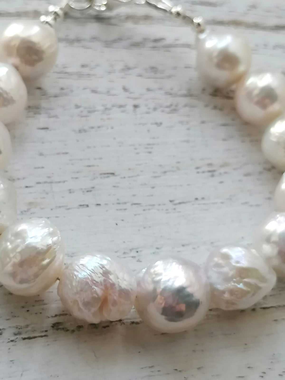 925 Sterling Silver Cultured Freshwater Baroque Pearl Bracelet