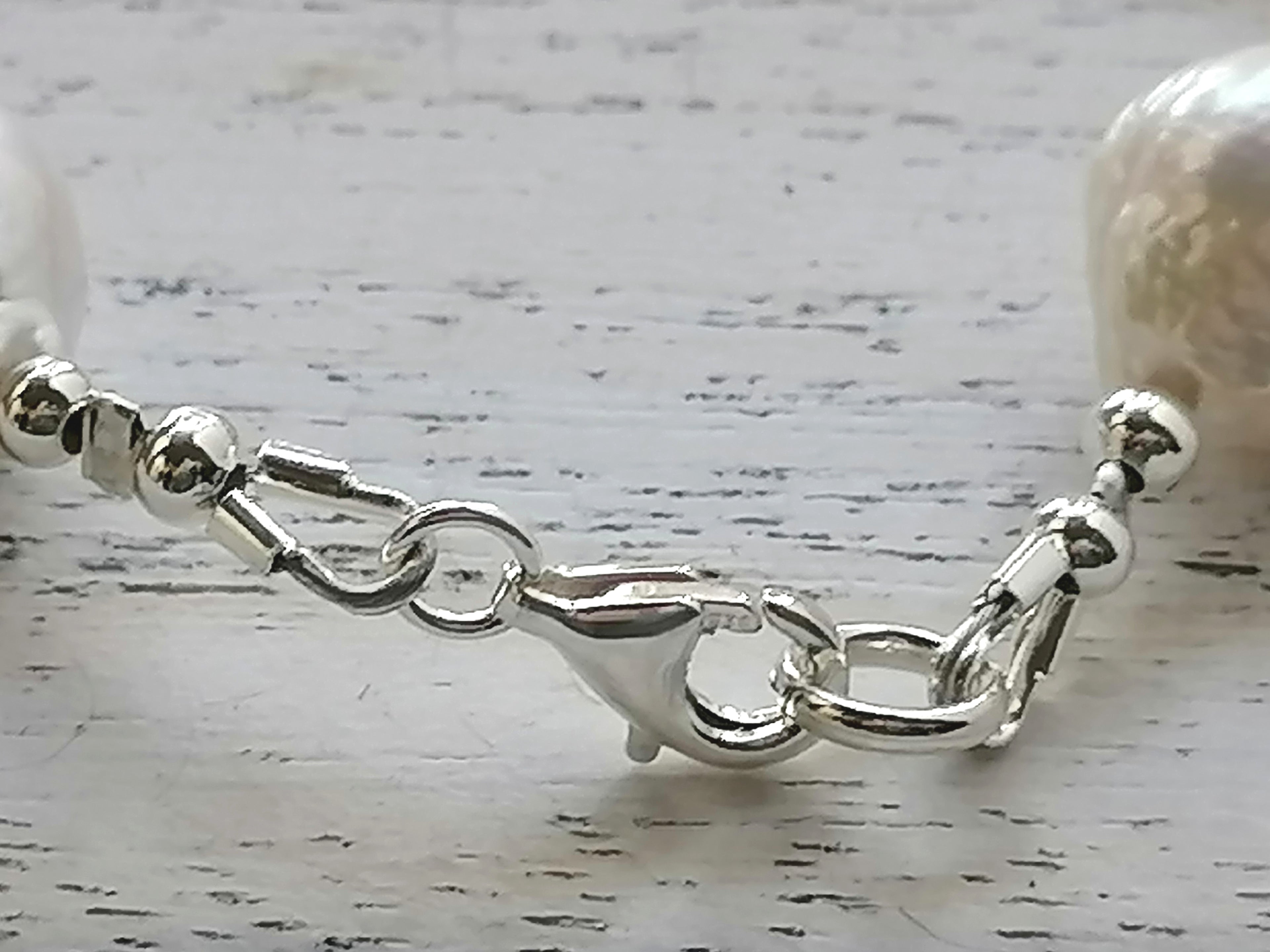 925 Sterling Silver Cultured Freshwater Baroque Pearl Bracelet