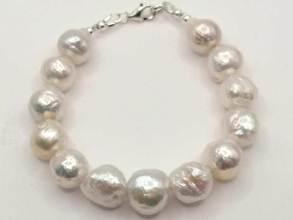925 Sterling Silver Cultured Freshwater Baroque Pearl Bracelet