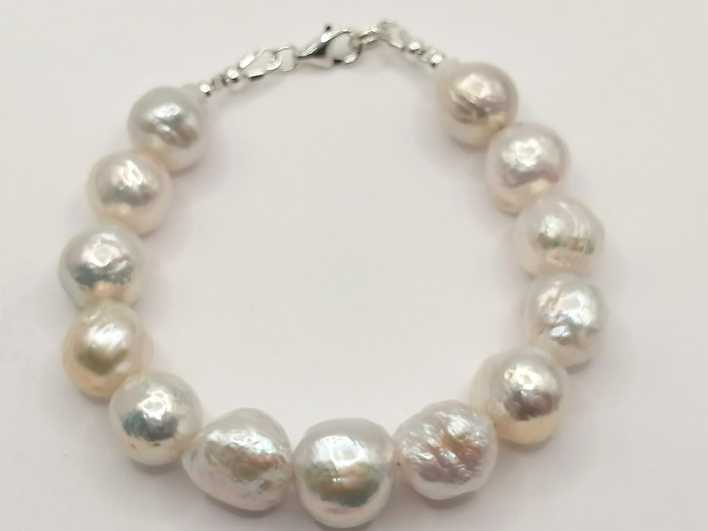 925 Sterling Silver Cultured Freshwater Baroque Pearl Bracelet