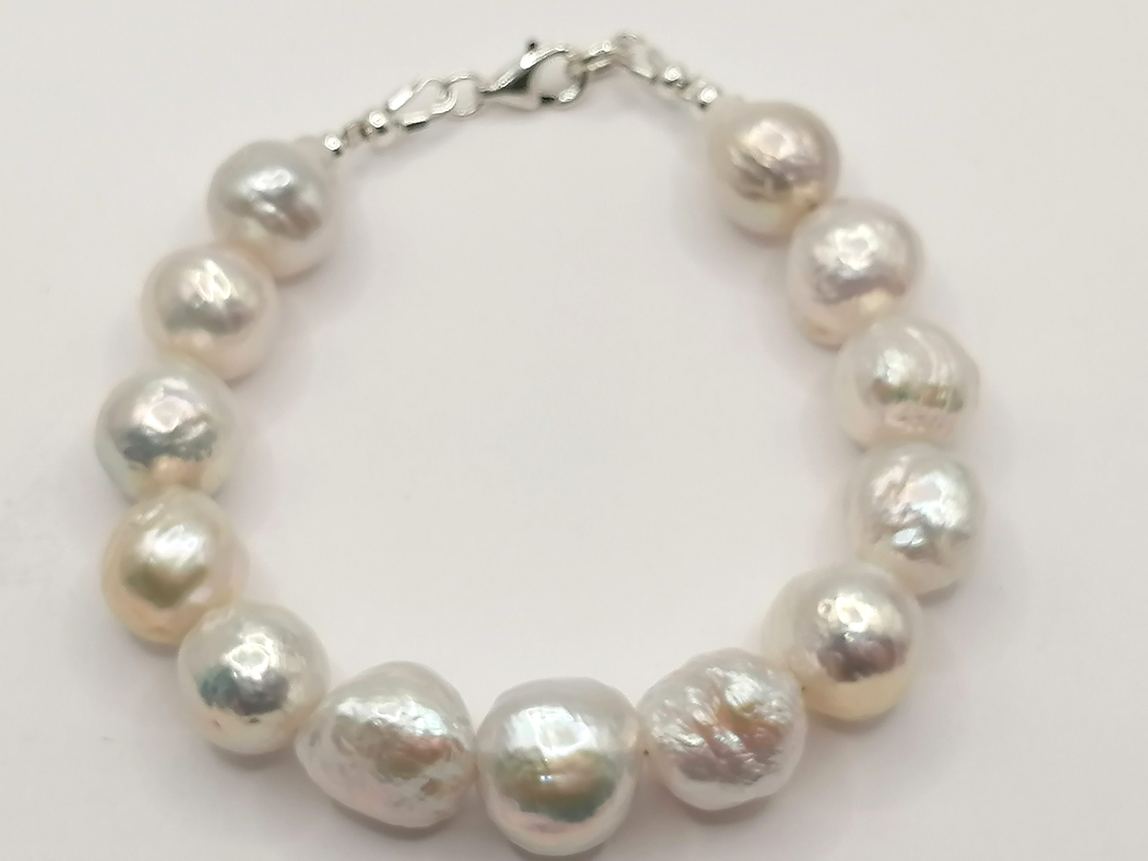 925 Sterling Silver Cultured Freshwater Baroque Pearl Bracelet