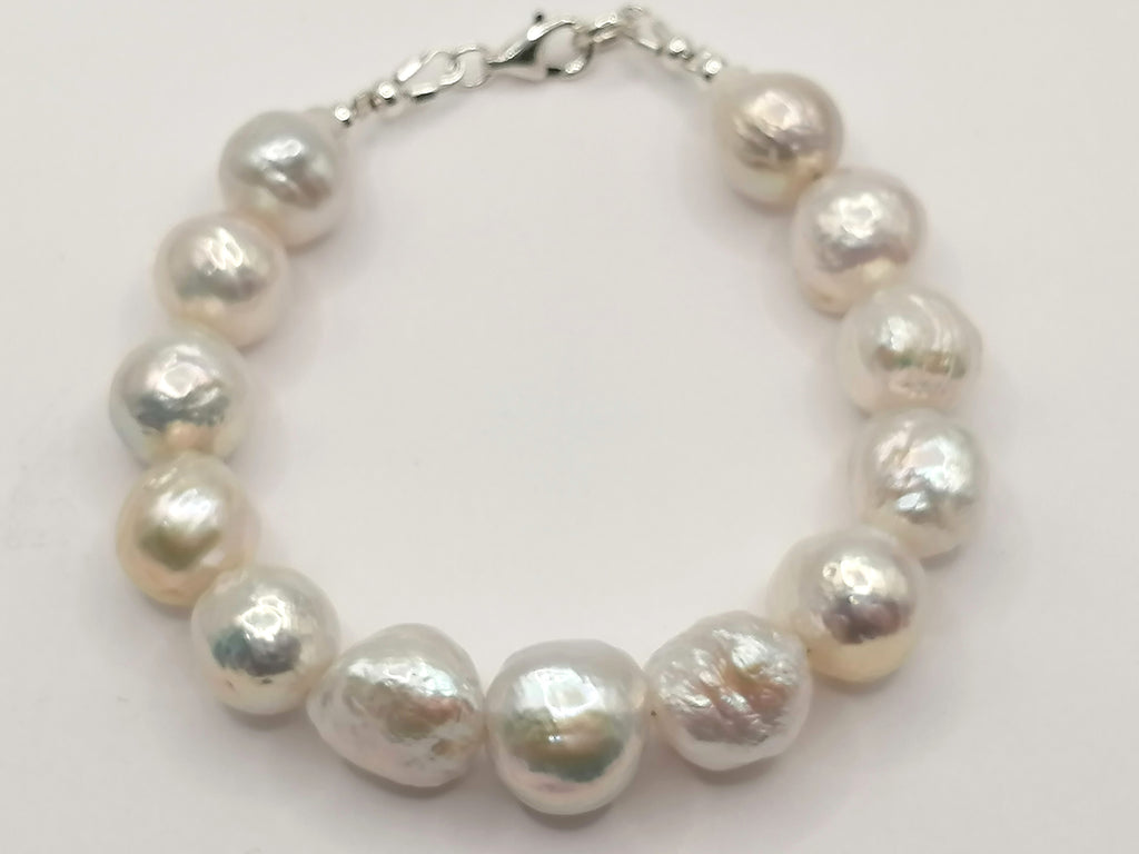 925 Sterling Silver Cultured Freshwater Baroque Pearl Bracelet