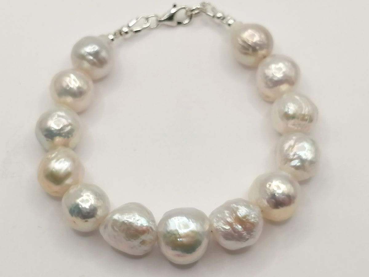 925 Sterling Silver Cultured Freshwater Baroque Pearl Bracelet
