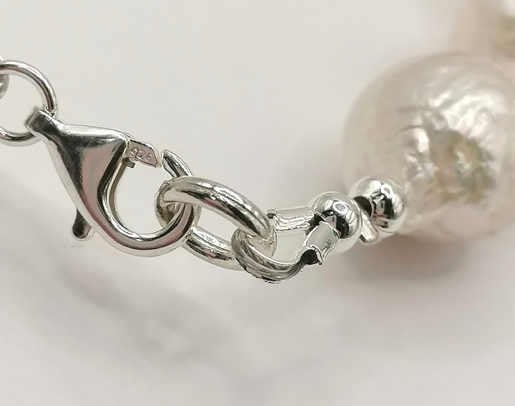 925 Sterling Silver Cultured Freshwater Baroque Pearl Bracelet