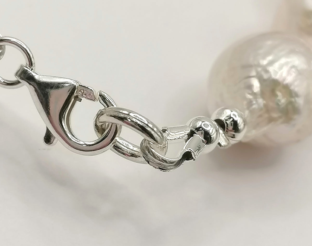 925 Sterling Silver Cultured Freshwater Baroque Pearl Bracelet