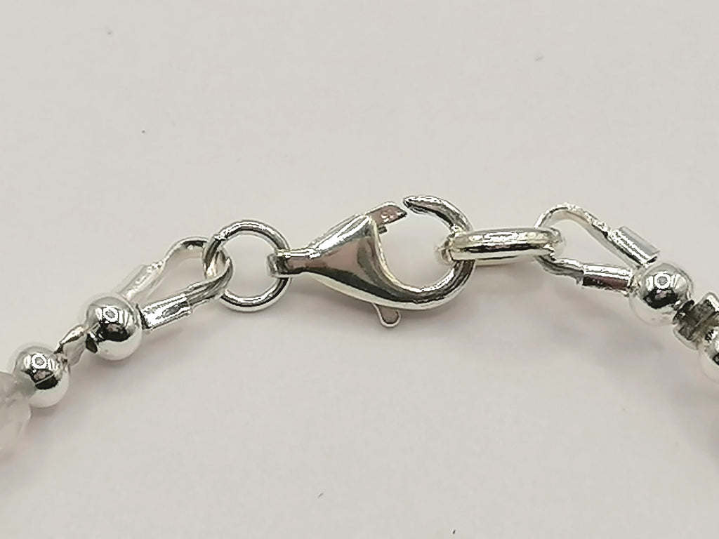 925 Sterling Silver Semi-Precious Gemstone Bracelet with Aquamarine, Topaz & Rock Crystal