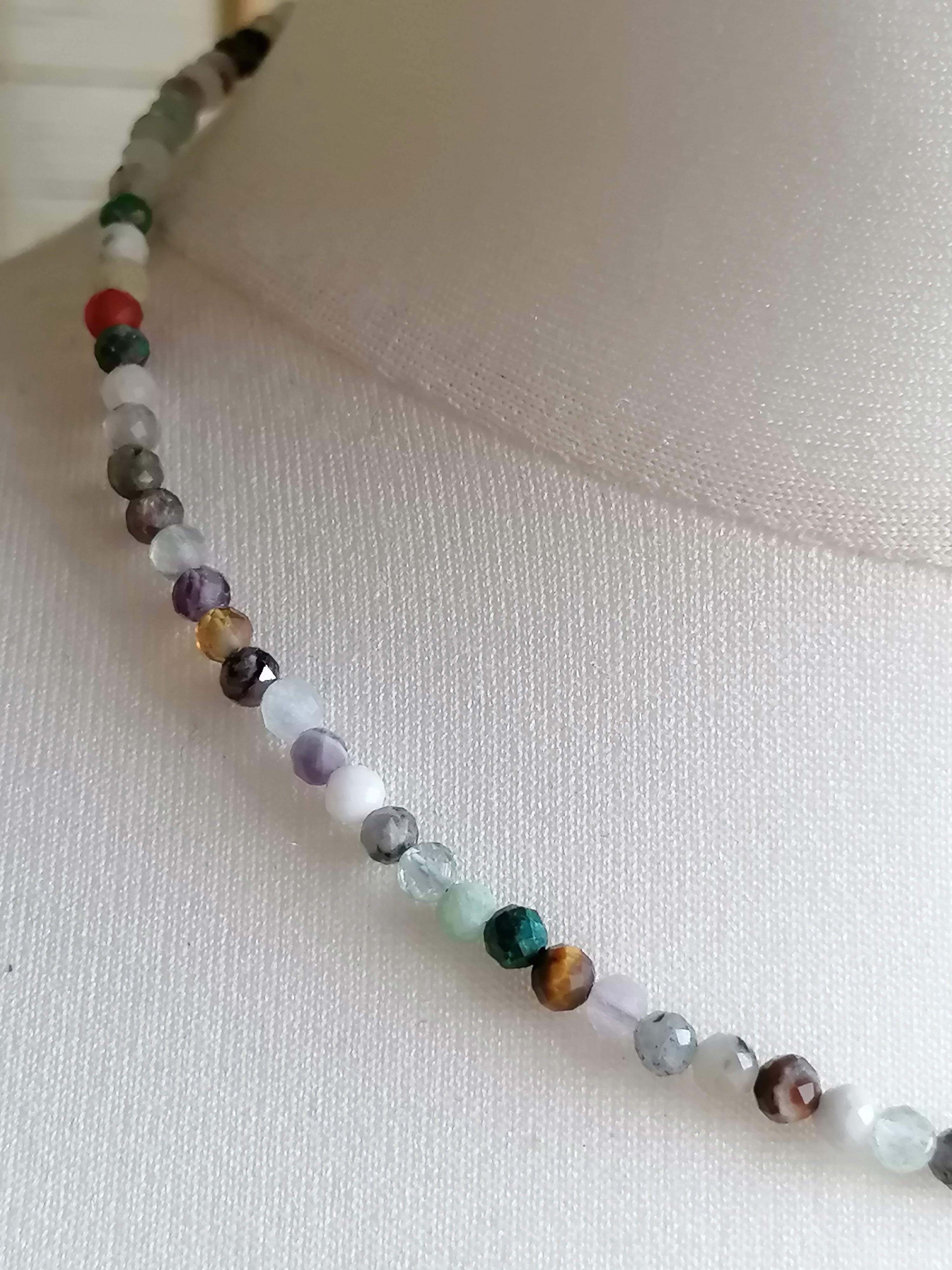Semi-Precious Gemstone Bead Necklace with Gold Plated accents