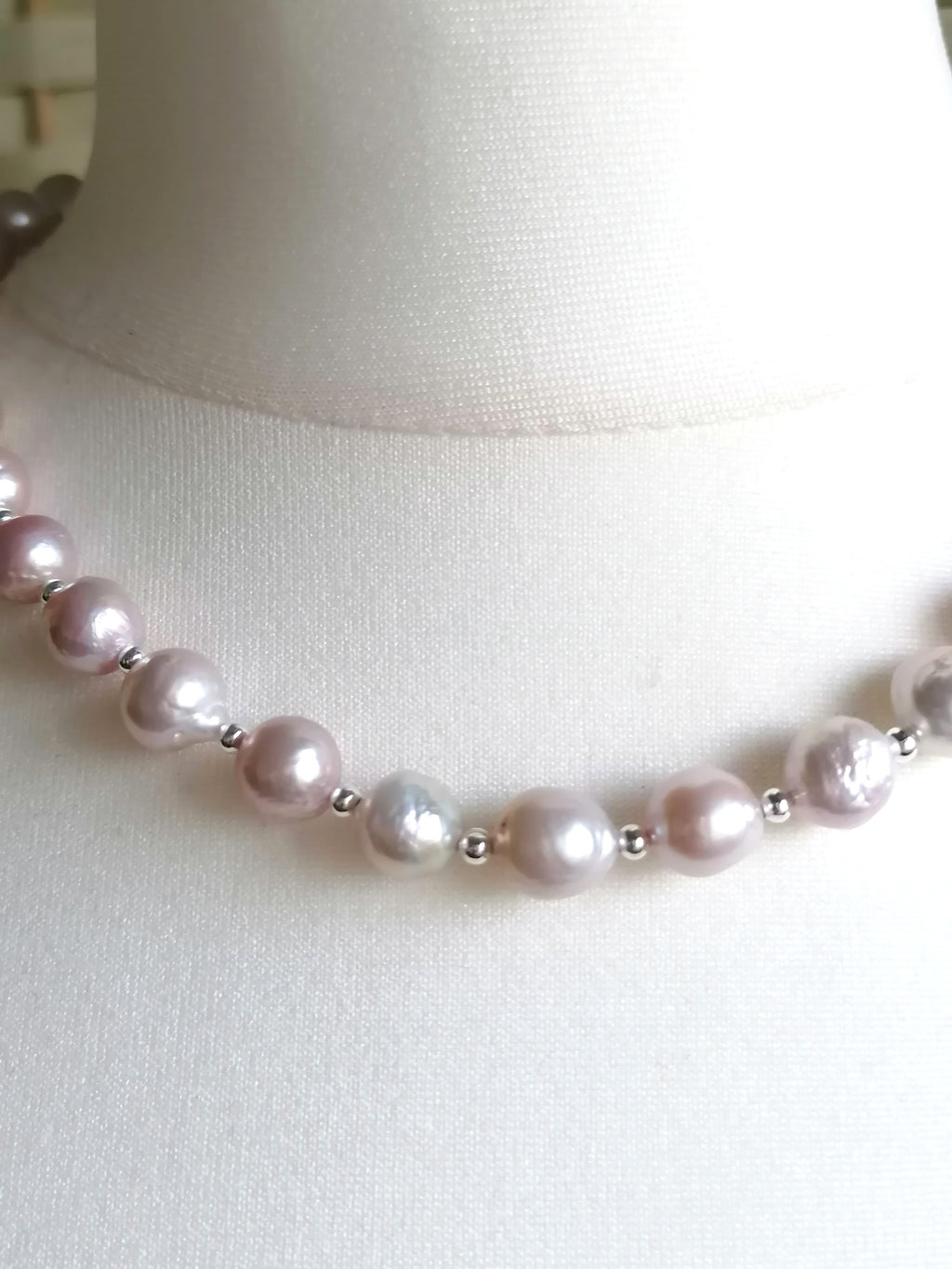 925 Sterling Silver Cultured Freshwater Edison Pearl Necklace