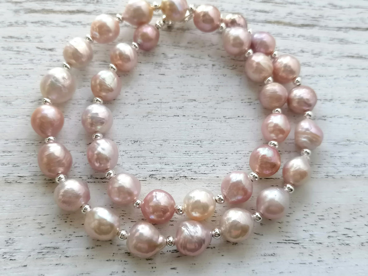 925 Sterling Silver Cultured Freshwater Edison Pearl Necklace