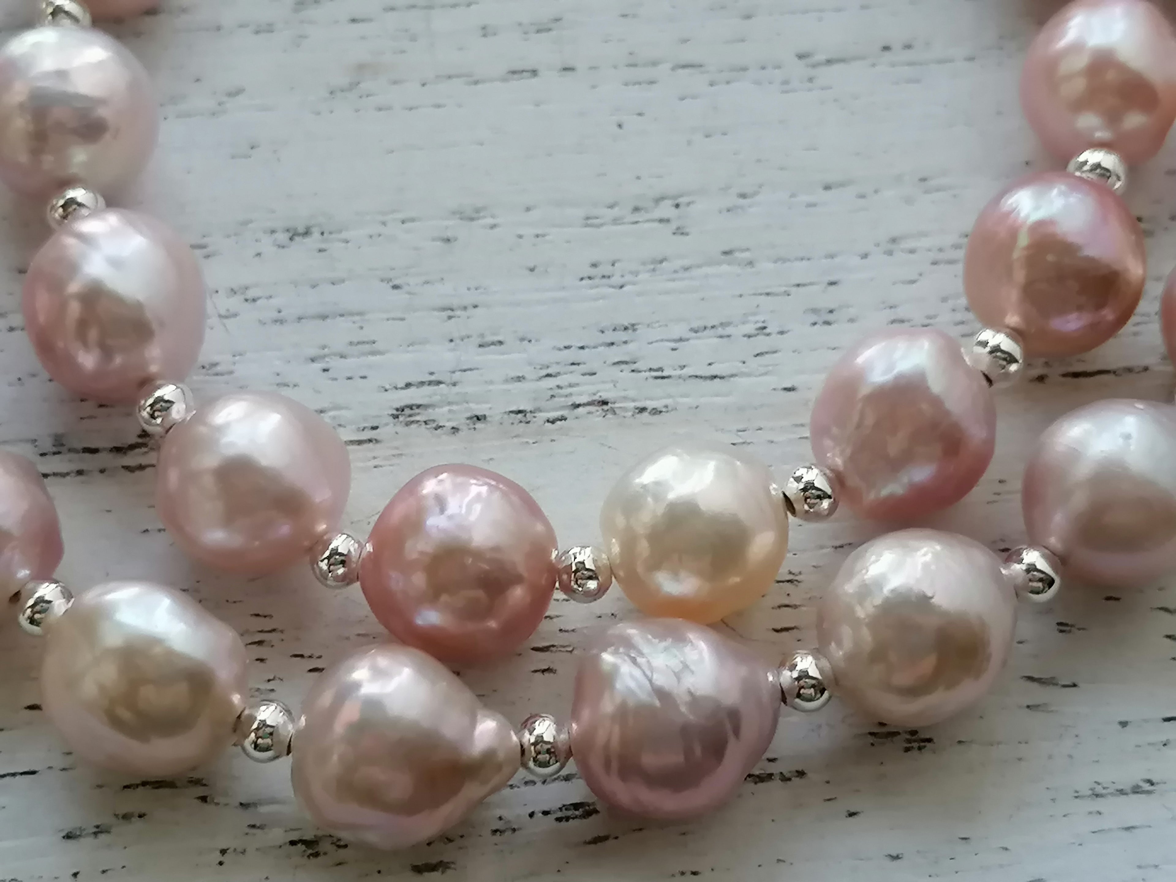 925 Sterling Silver Cultured Freshwater Edison Pearl Necklace