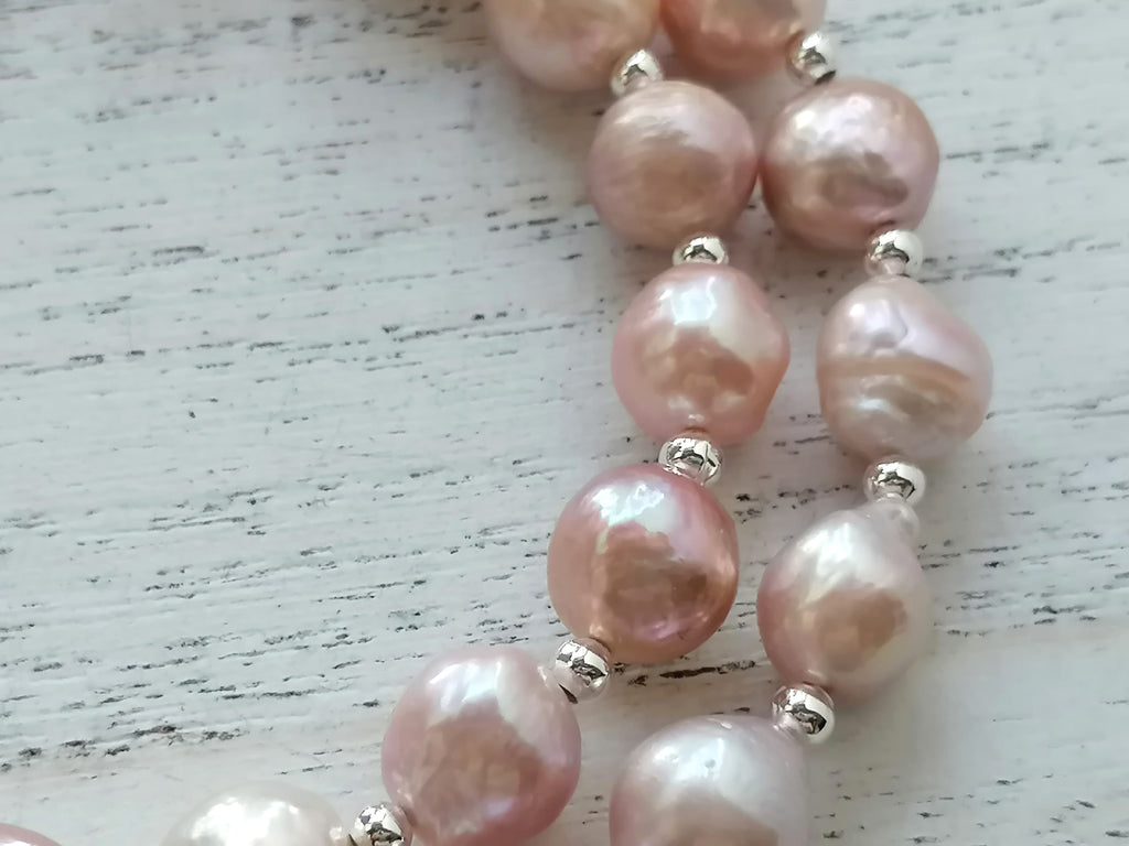 925 Sterling Silver Cultured Freshwater Edison Pearl Necklace