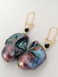 Cultured Freshwater Baroque Peacock Pearl Drop Earrings