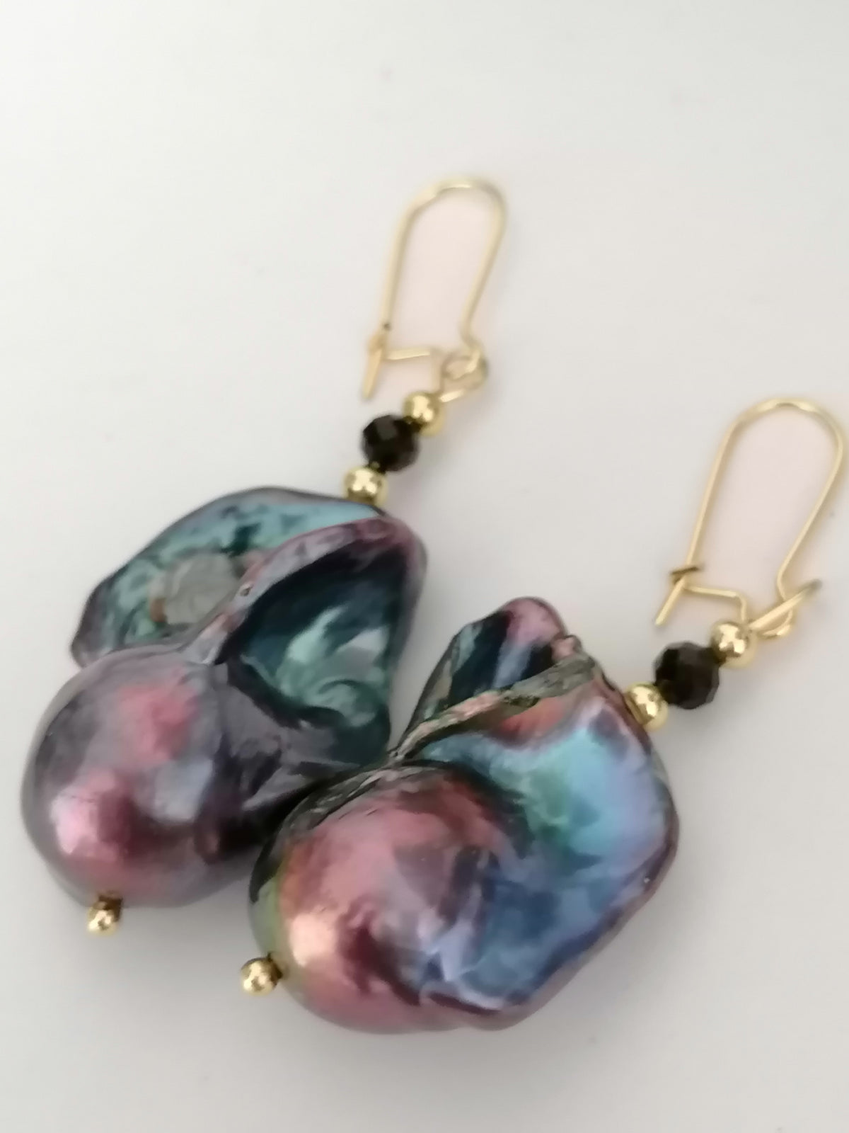 Cultured Freshwater Baroque Peacock Pearl Drop Earrings