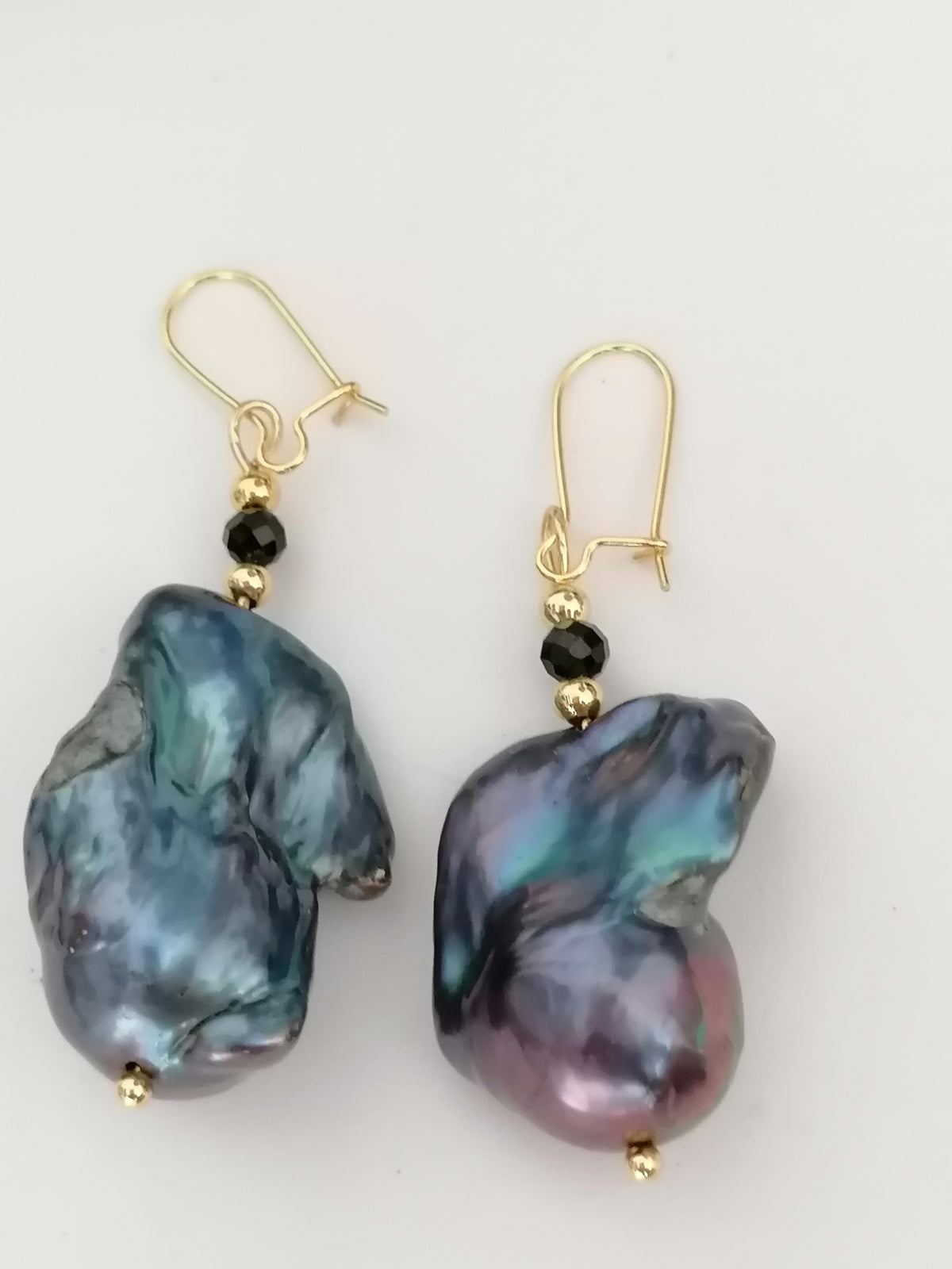 Cultured Freshwater Baroque Peacock Pearl Drop Earrings