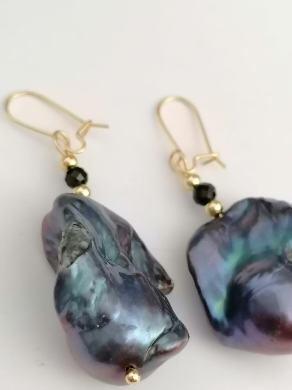 Cultured Freshwater Baroque Peacock Pearl Drop Earrings