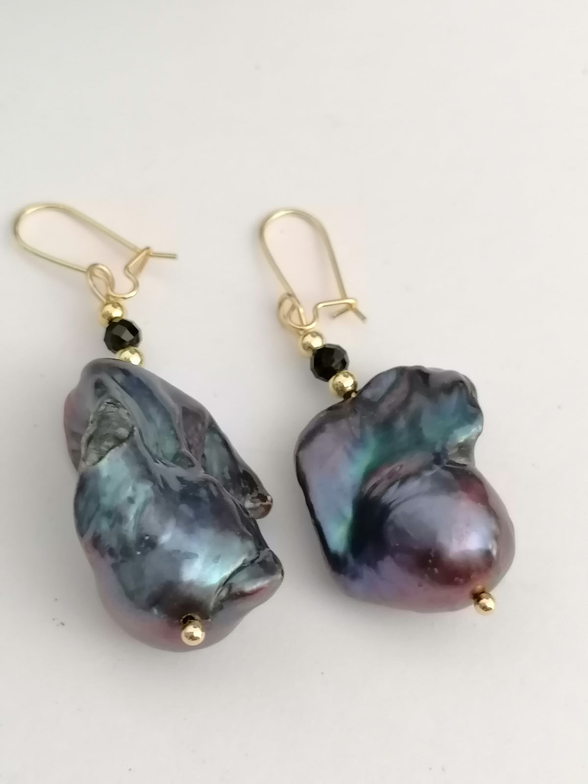 Cultured Freshwater Baroque Peacock Pearl Drop Earrings