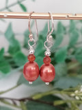 Copper Pearl & Carnelian Drop Earrings | 925 Sterling Silver