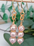 Trio of Stacked Cultured Baroque Pearl Drop Earrings | 24ct Gold Vermeil