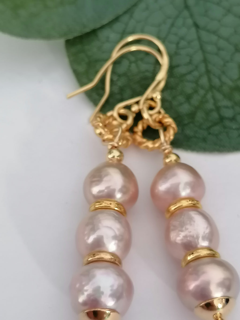 Trio of Stacked Cultured Baroque Pearl Drop Earrings | 24ct Gold Vermeil