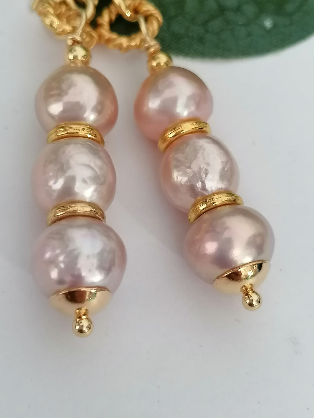 Trio of Stacked Cultured Baroque Pearl Drop Earrings | 24ct Gold Vermeil