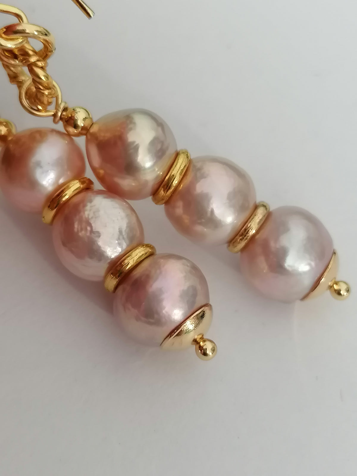 Trio of Stacked Cultured Baroque Pearl Drop Earrings | 24ct Gold Vermeil