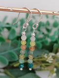 Stacked Green semi-precious Gemstone Drop Earrings | 925 Sterling Silver