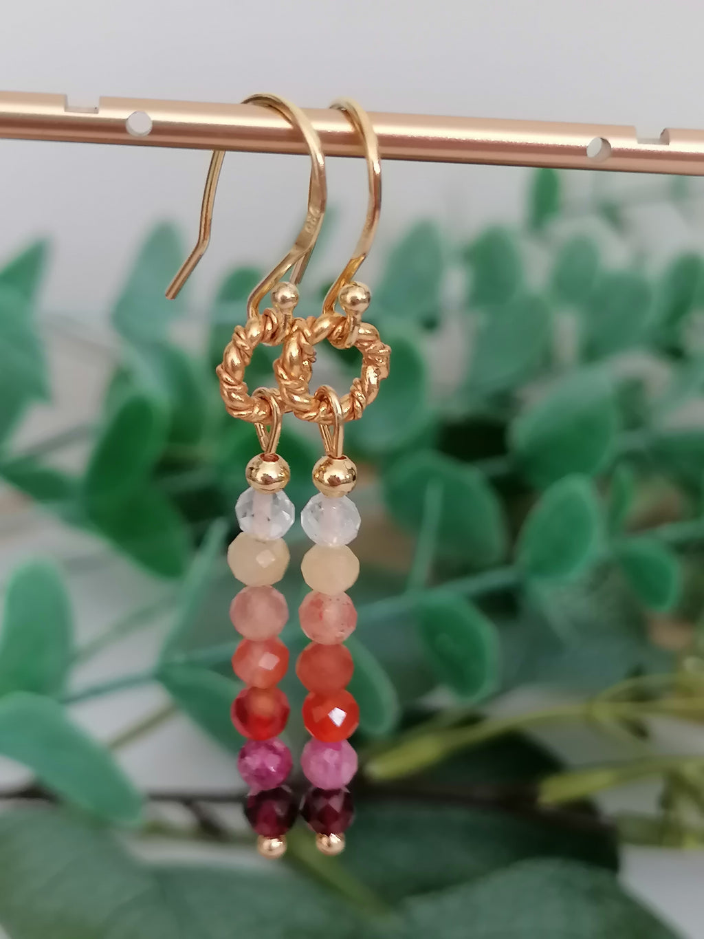 Stacked Gemstone Drop Earrings | 24ct Gold Vermeil