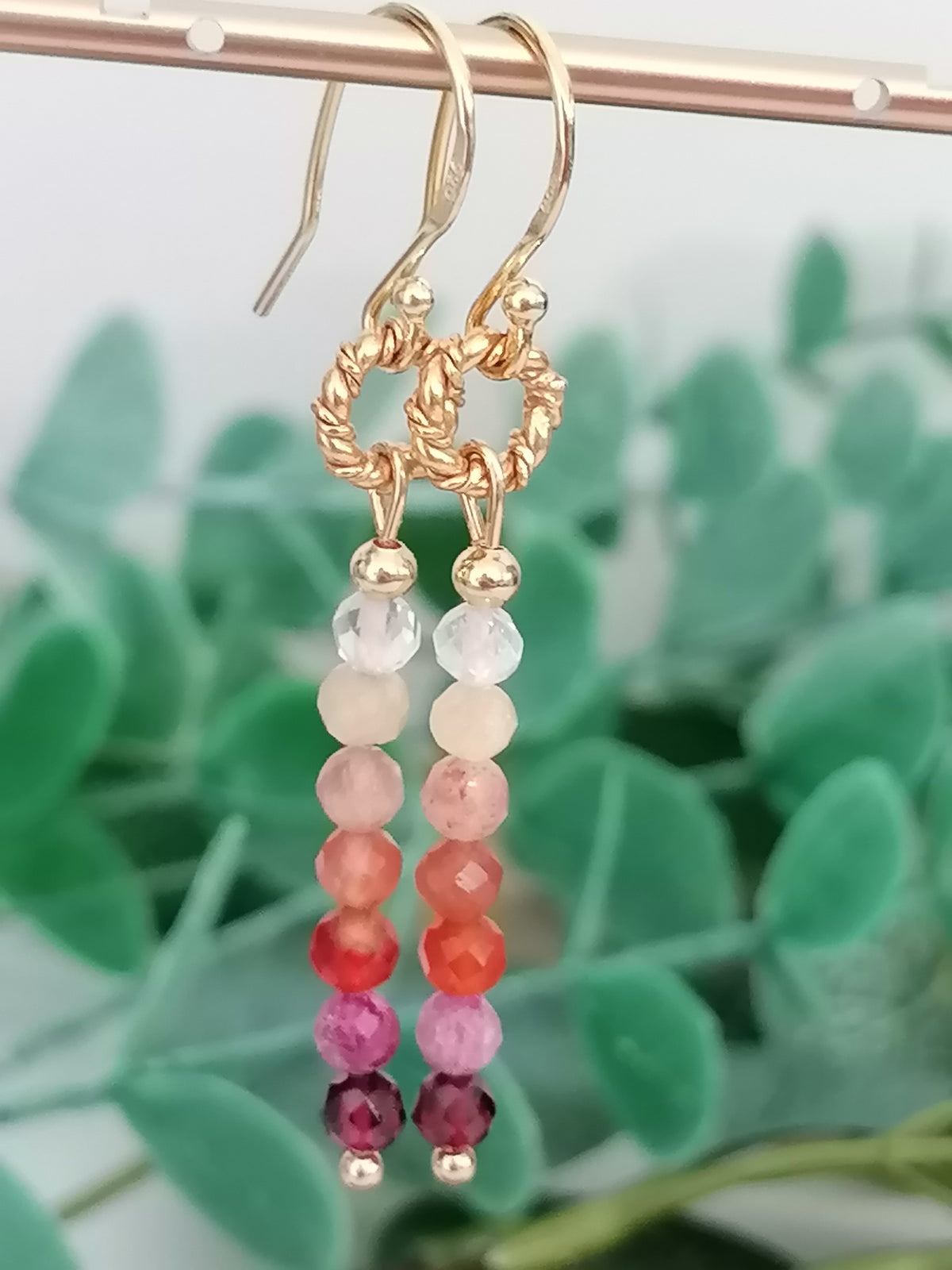 Stacked Gemstone Drop Earrings | 24ct Gold Vermeil