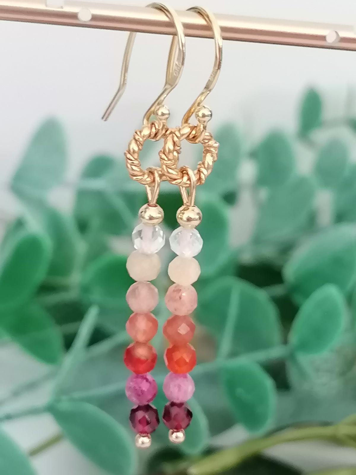 Stacked Gemstone Drop Earrings | 24ct Gold Vermeil