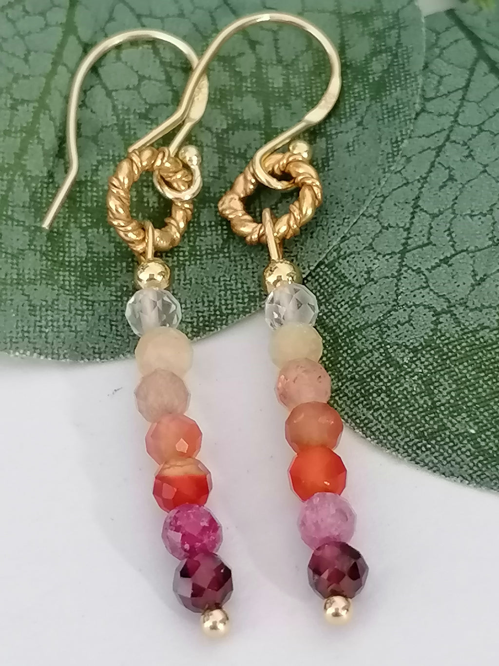 Stacked Gemstone Drop Earrings | 24ct Gold Vermeil