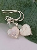 Baroque Heart Pearl & Prehnite Earrings | 925 Sterling Silver