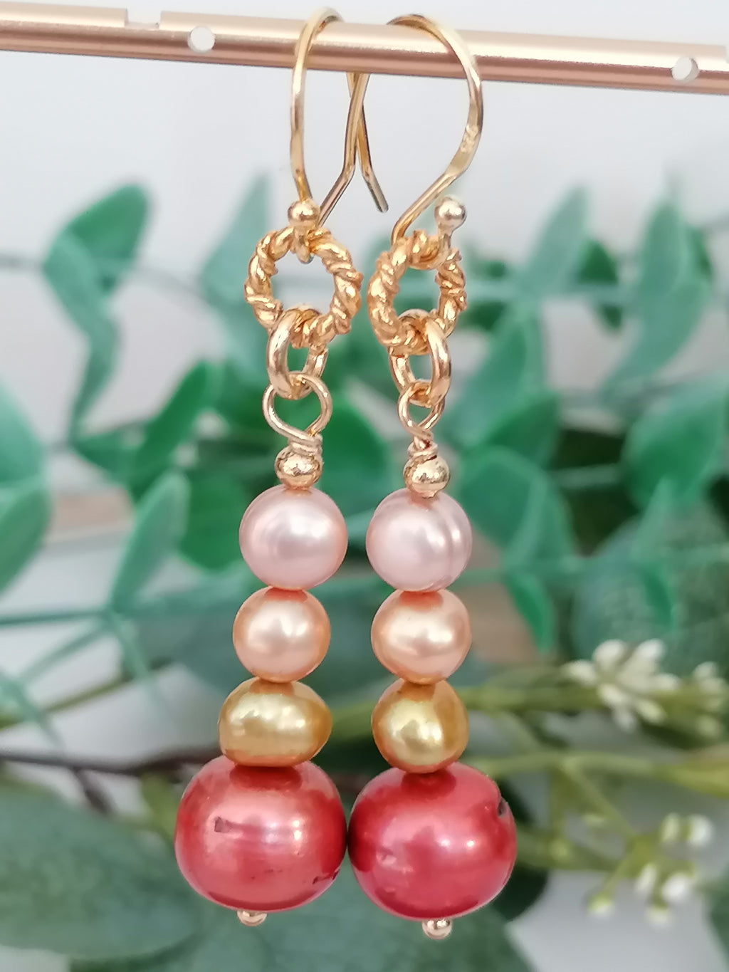 Stacked Freshwater Pearl Earrings | 24ct Gold Vermeil