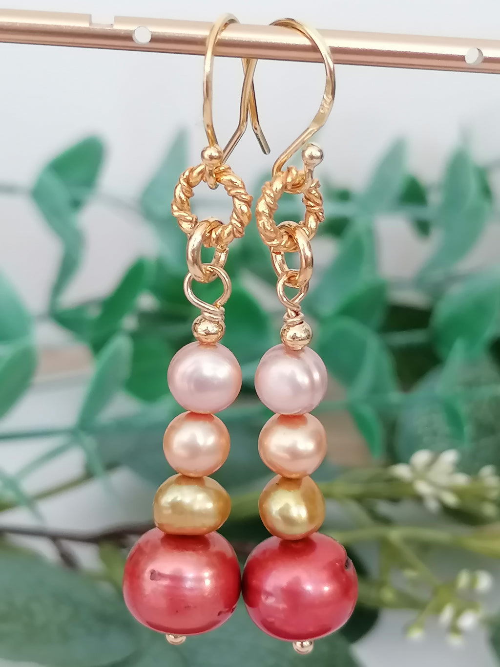Stacked Freshwater Pearl Earrings | 24ct Gold Vermeil