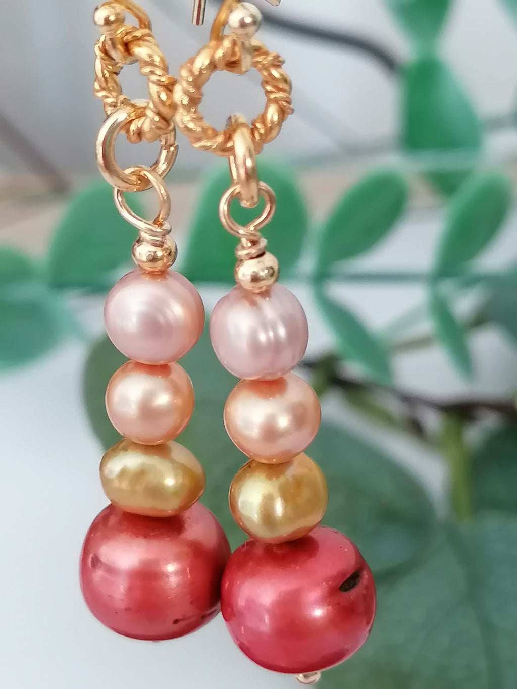 Stacked Freshwater Pearl Earrings | 24ct Gold Vermeil