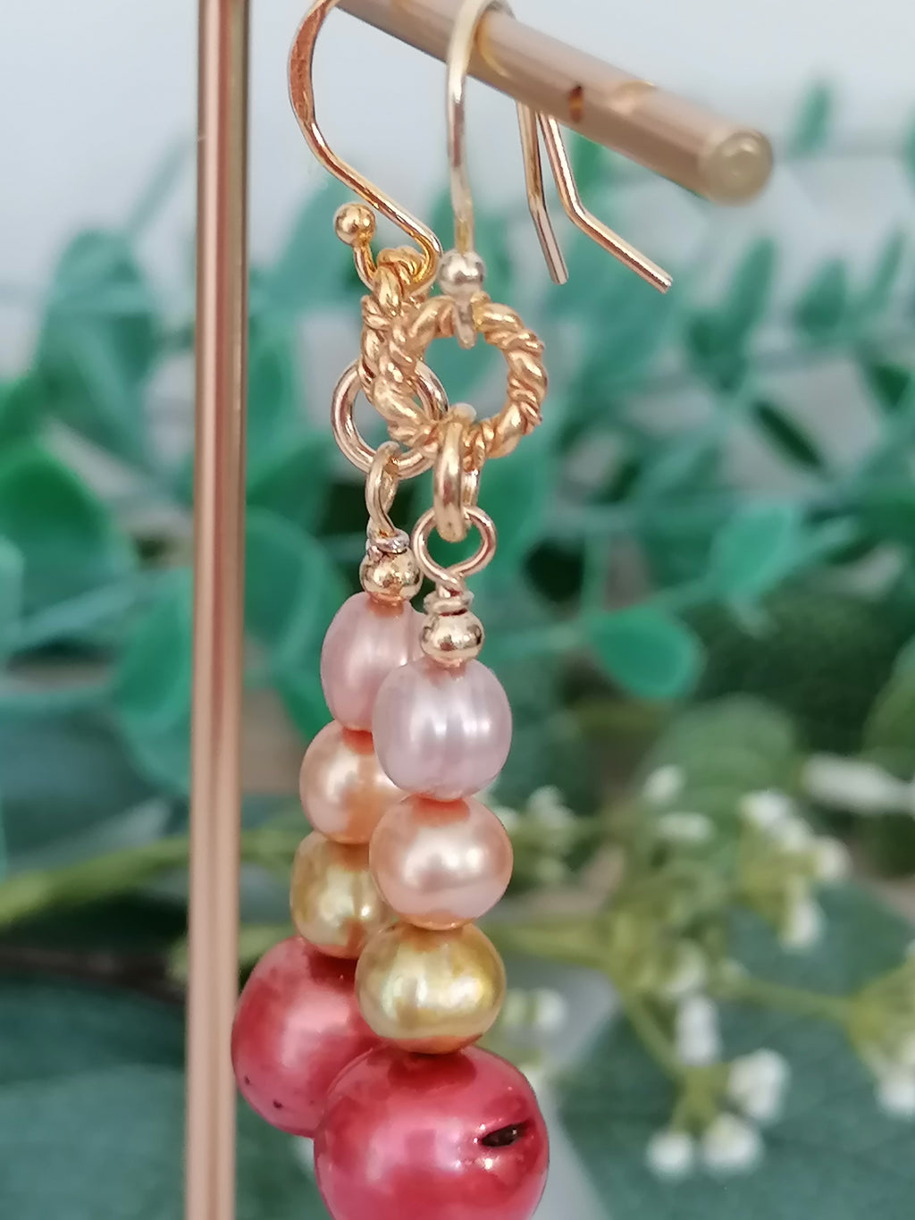 Stacked Freshwater Pearl Earrings | 24ct Gold Vermeil