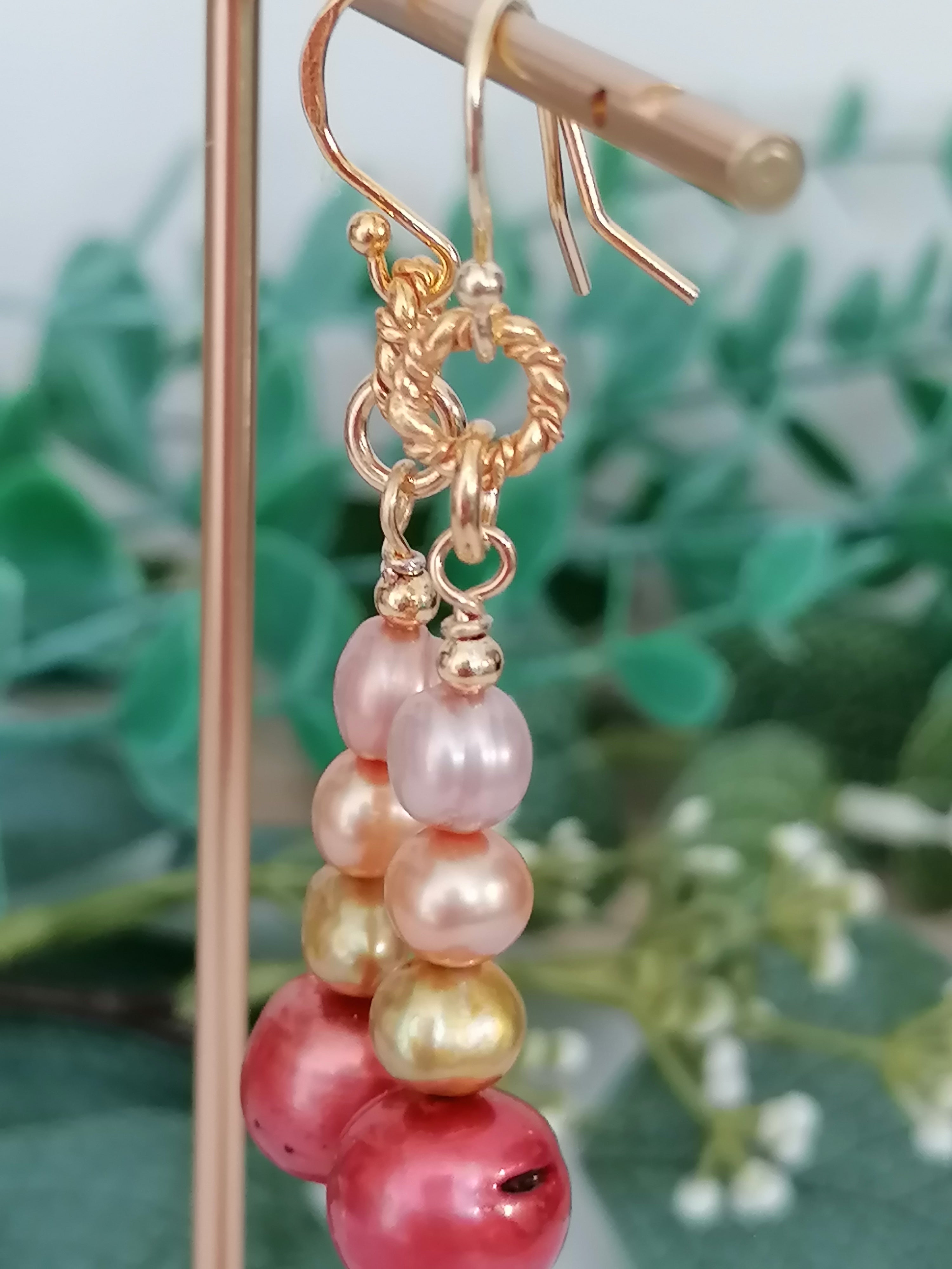 Stacked Freshwater Pearl Earrings | 24ct Gold Vermeil
