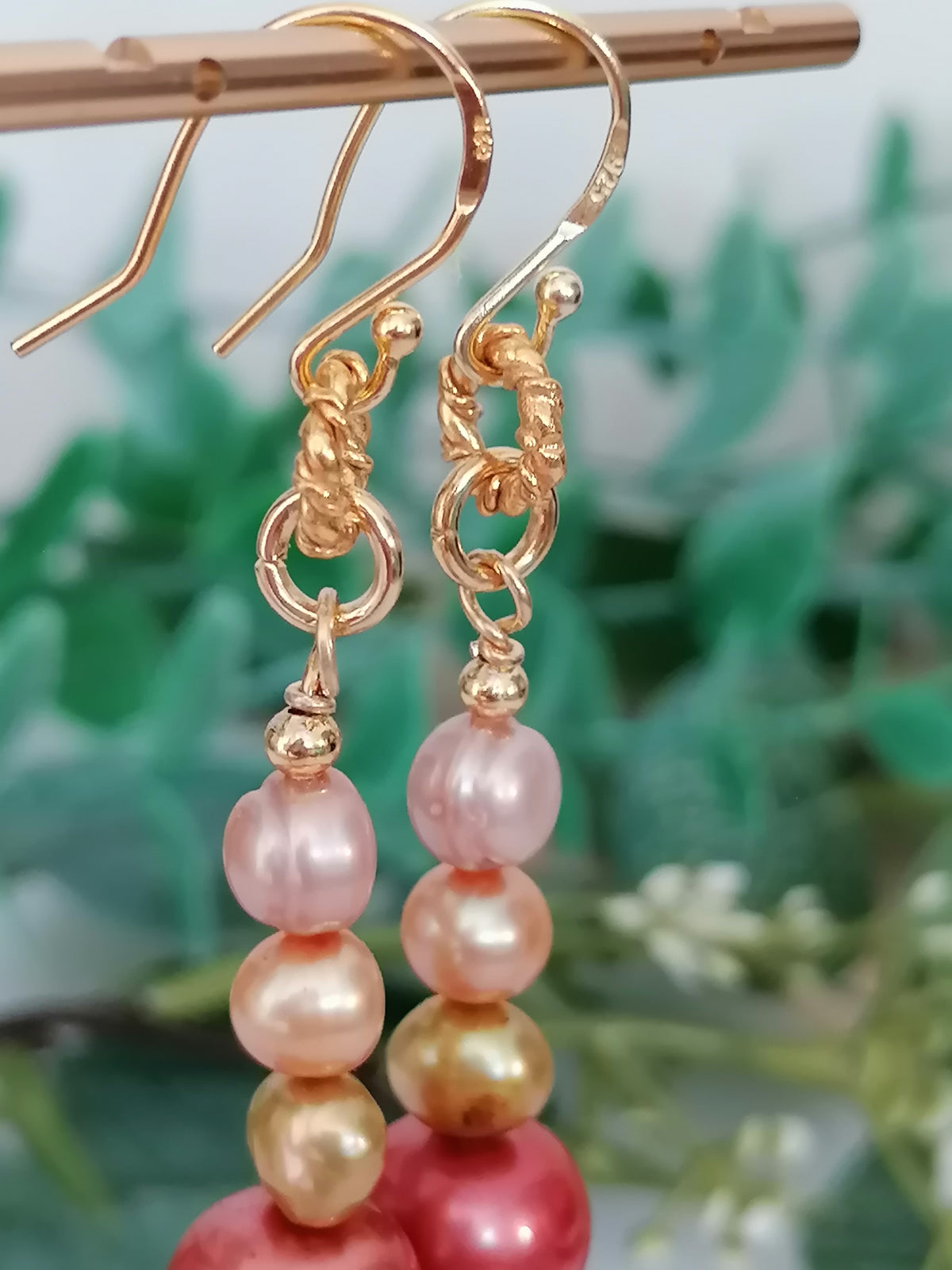 Stacked Freshwater Pearl Earrings | 24ct Gold Vermeil