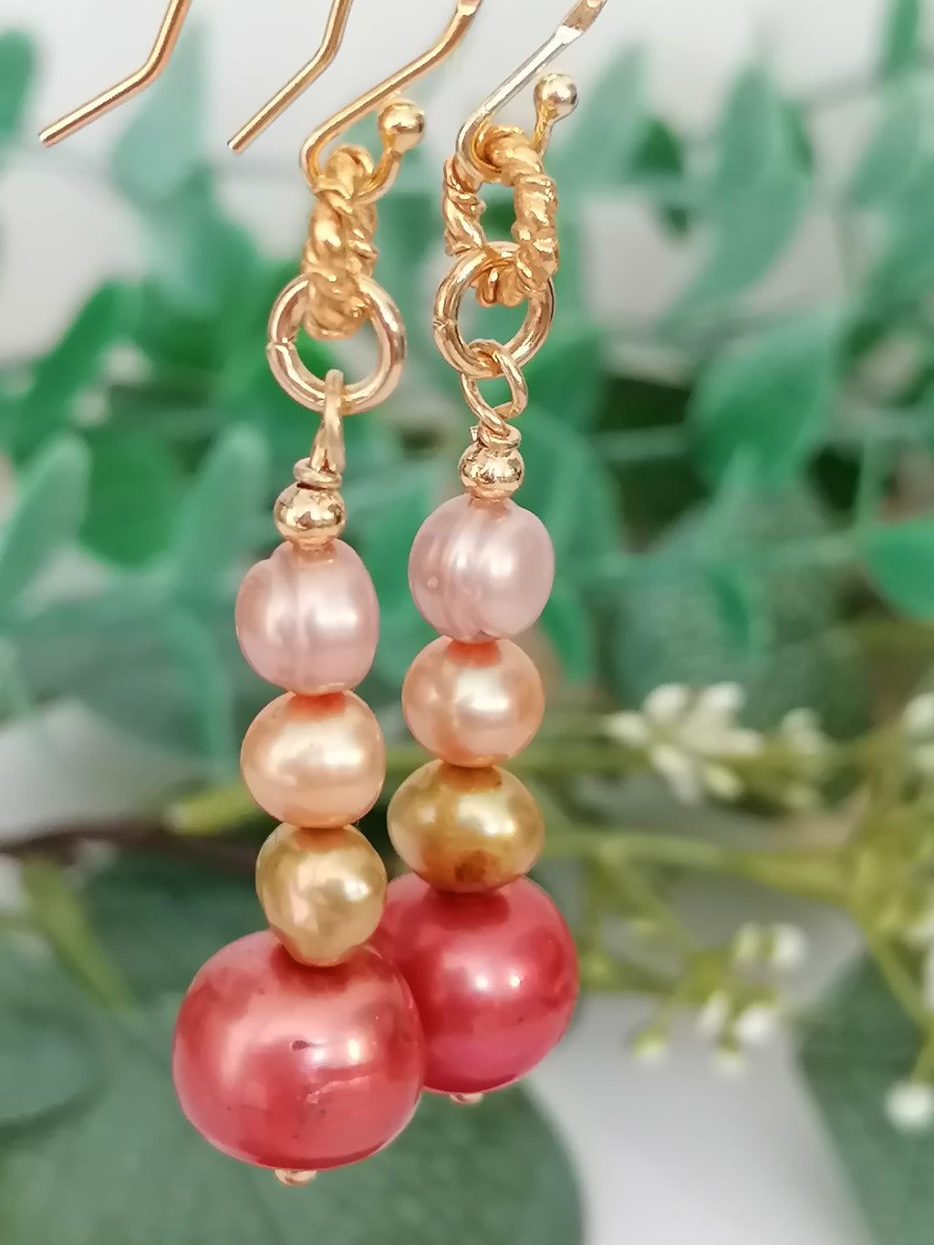 Stacked Freshwater Pearl Earrings | 24ct Gold Vermeil